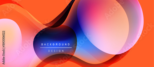 Abstract fluid shapes blend, creating vibrant orange, blue, pink gradients. Modern design element for backgrounds, presentations.