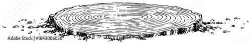 Sketch of a cut tree stump showing annual growth rings