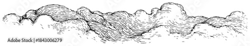 Hand drawn cloud bank ink line art
