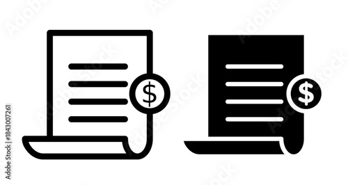 Bill Icon collection in filled and stroke style.