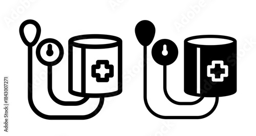 Blood pressure Icon collection in filled and stroke style.