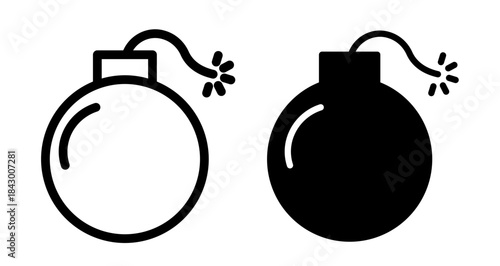 Bomb Icon collection in filled and stroke style.