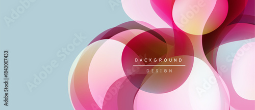 Abstract floral design. Soft pinks, whites blend with light blue backdrop. Modern, elegant composition for backgrounds, presentations.