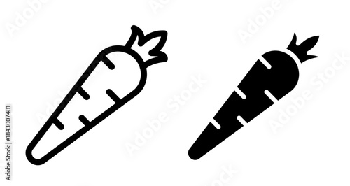 Carrot Icon collection in filled and stroke style.