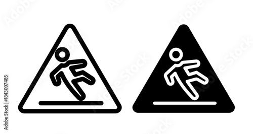 Caution wet floor Icon collection in filled and stroke style.