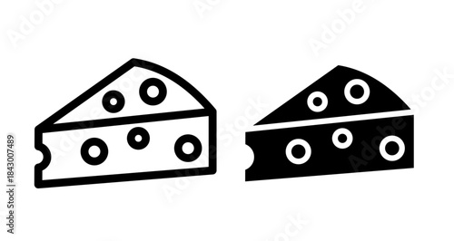 Cheese Icon collection in filled and stroke style.