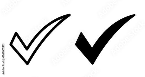 Check mark Icon collection in filled and stroke style.