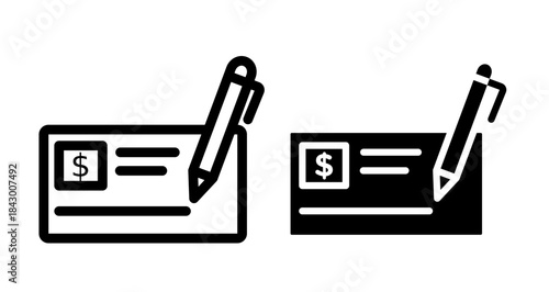 Checkbook Icon collection in filled and stroke style.
