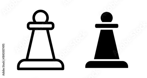 Chess pawn Icon collection in filled and stroke style.