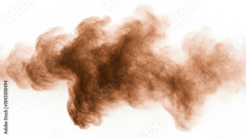 Brown smoke rising up in a puffy cloud