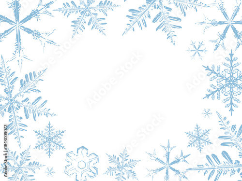 Snowflakes background. Winter decor. Postcard, flyer, sale
