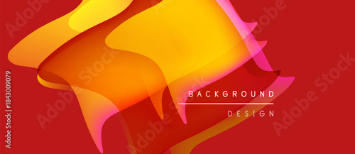Abstract vibrant layers, red background. Dynamic shapes create modern design, text reads background design. Smooth gradients, warm tones.