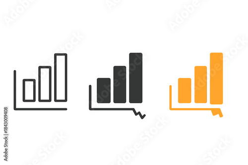 Musical Cliffhanger Icons. three minimal vector icons of musical bars ascending toward a sudden break symbolizing cliffhanger,