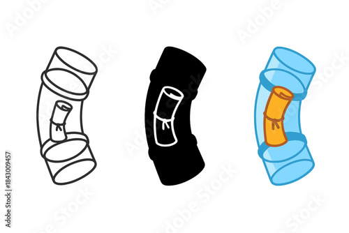 Pneumatic Tube Messages. Transparent pneumatic tube carrying capsule with message scroll inside, first in line style with thin