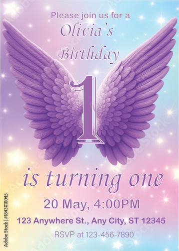 First Birthday Invitation – Baby Girl 1st Birthday Template