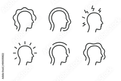 Radiant Flesh Icons. Line style icons of Radiant Flesh: soft current, glowing outline, electric shimmer, luminous field, warm