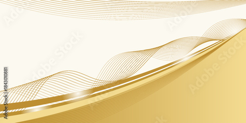 luxury shiny gold gradient background with golden wave thin line papercut design. premium 3d abstract vector bronze gold glowing 3d wallpaper.eps10