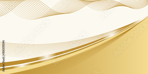 luxury shiny gold gradient background with golden wave thin line papercut design. premium 3d abstract vector bronze gold glowing 3d wallpaper.eps10