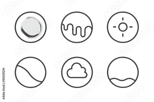 Soft Obscurity Icons. Line style round vector icons of Soft Obscurity: warm blur, dripping dark, luminous haze, curved fade,