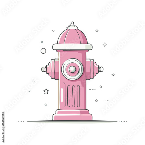 Cartoonish Pink Fire Hydrant Illustration. Cute, whimsical vector design of a fire plug.
