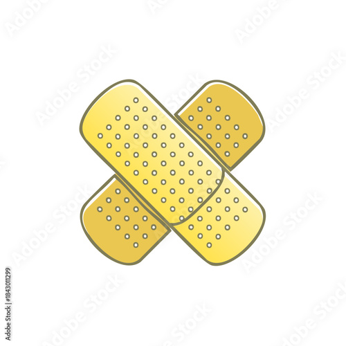 Two Adhesive Bandages Overlapping in a Cross, Medical Patch Plasters, Healthcare Icons