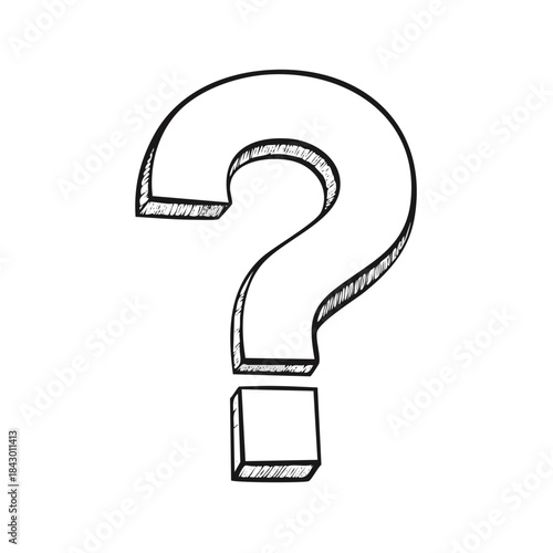 Hand Drawn Question Mark Symbol Sketch Seeking Clarity Queries Curiosity Uncertainty