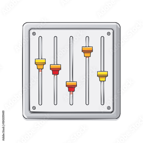 Audio Equalizer Interface Controls Illustration with Sliders on Panel for Sound Mixing and Music Production