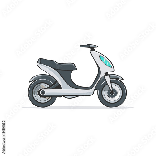 Modern scooter illustration, electric motor vehicle, transportation design, minimalist cartoon style, transport, environmentally friendly vehicle