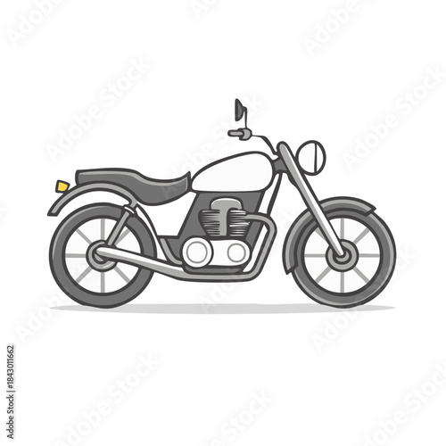 Classic motorcycle vector illustration isolated on white background, vintage cruiser bike side view