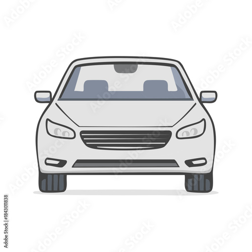 Front View of Generic Silver Sedan Illustration Perfect for Automobile Concepts