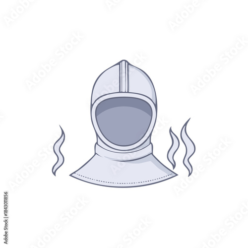 Silver protective welding mask for face and head shield. Metalwork and safety equipment vector.