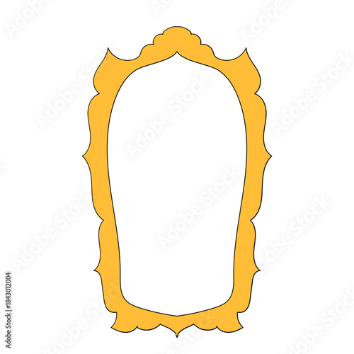 Wavy Funny Doodle Frame. Vintage Curly Hand Drawn Empty Border. Cute Childish Positive Vibrant Frame Retro Canvas. Greeting Card Line Art Border Cartoon Element 	