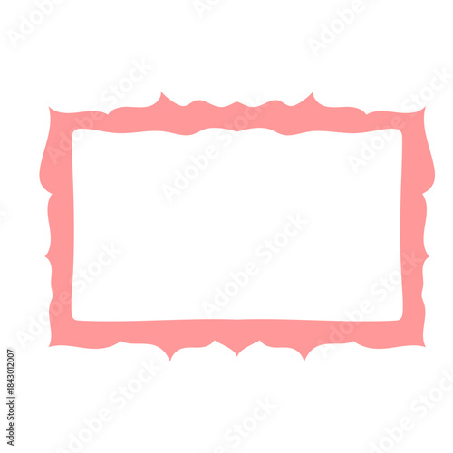 Wavy Funny Doodle Frame. Vintage Curly Hand Drawn Empty Border. Cute Childish Positive Vibrant Frame Retro Canvas. Greeting Card Line Art Border Cartoon Element 	