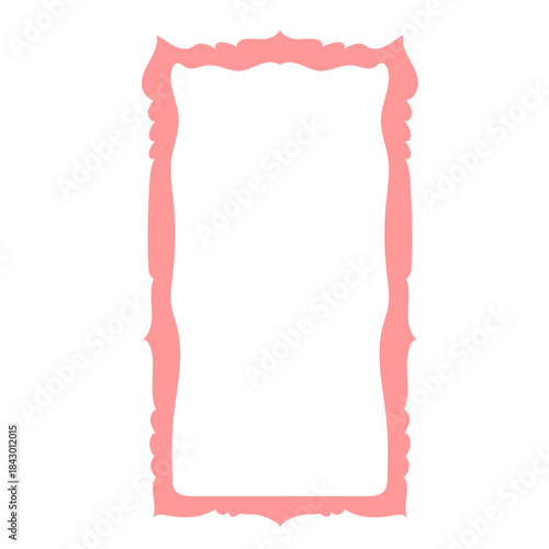 Wavy Funny Doodle Frame. Vintage Curly Hand Drawn Empty Border. Cute Childish Positive Vibrant Frame Retro Canvas. Greeting Card Line Art Border Cartoon Element 	