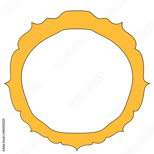 Wavy Funny Doodle Frame. Vintage Curly Hand Drawn Empty Border. Cute Childish Positive Vibrant Frame Retro Canvas. Greeting Card Line Art Border Cartoon Element 	