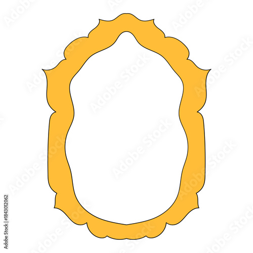 Wavy Funny Doodle Frame. Vintage Curly Hand Drawn Empty Border. Cute Childish Positive Vibrant Frame Retro Canvas. Greeting Card Line Art Border Cartoon Element 	