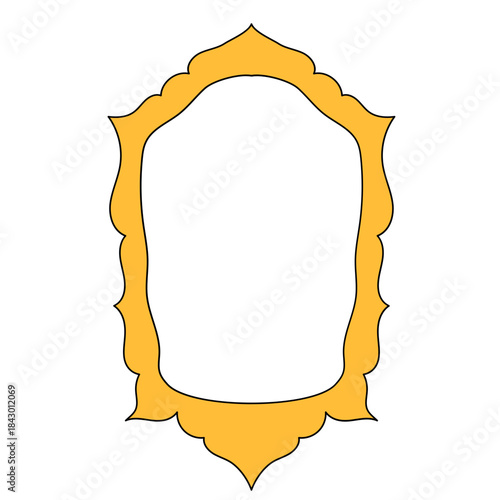 Wavy Funny Doodle Frame. Vintage Curly Hand Drawn Empty Border. Cute Childish Positive Vibrant Frame Retro Canvas. Greeting Card Line Art Border Cartoon Element 	