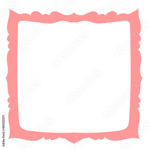 Wavy Funny Doodle Frame. Vintage Curly Hand Drawn Empty Border. Cute Childish Positive Vibrant Frame Retro Canvas. Greeting Card Line Art Border Cartoon Element 	