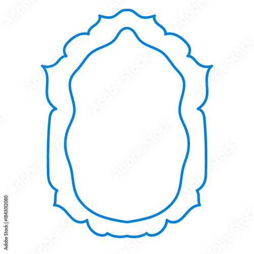 Wavy Funny Doodle Frame. Vintage Curly Hand Drawn Empty Border. Cute Childish Positive Vibrant Frame Retro Canvas. Greeting Card Line Art Border Cartoon Element 	