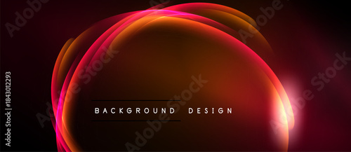 Abstract flowing lines create vibrant red, orange glow. Dark background emphasizes luminous curves, modern design element.