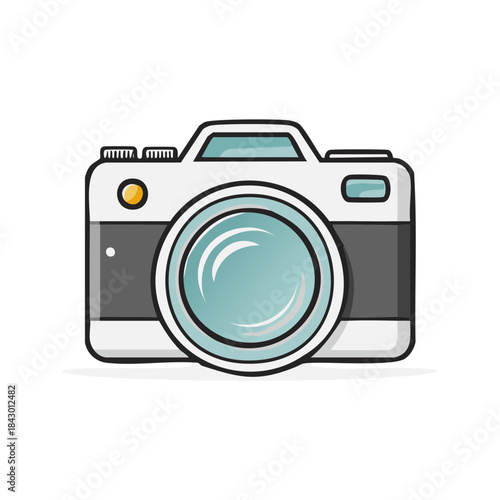 Simple camera illustration with a lens design for photography or videography