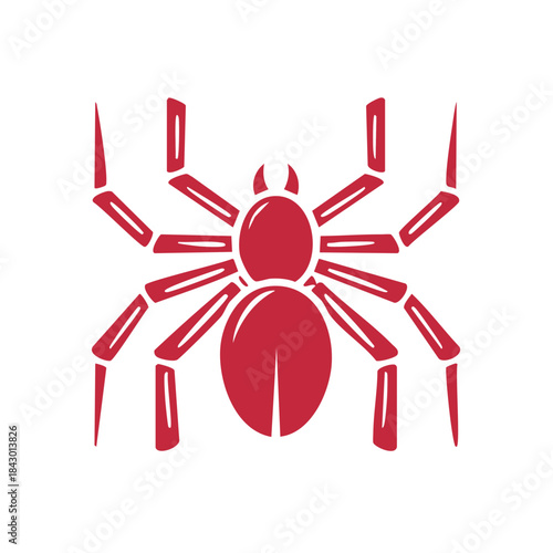 Red spider illustration, insect vector art, arachnid silhouette icon, dangerous arthropod, creepy crawly flat design