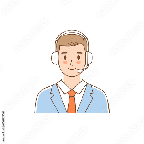Illustration of smiling customer support agent with headset, ready to help clients