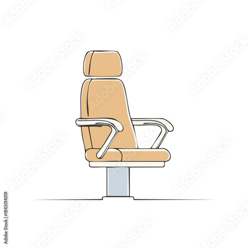 Ergonomic Chair Line Art Illustration Comfortable Seat with Headrest Office Furniture