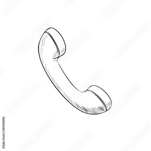 Hand-drawn Telephone Handset: Retro Style Communication Device Isolated