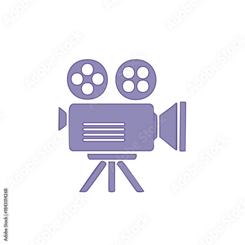 Vintage Movie Camera Icon Illustration for Filmmaking