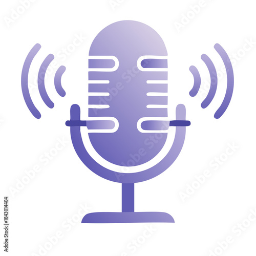 Vintage Style Microphone Illustration for Radio Broadcasting Podcast Recording Media
