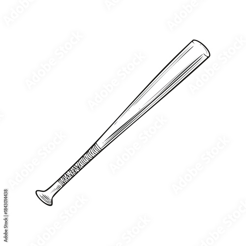 Wooden Baseball Bat Illustration:  Sports Equipment with Wrapped Handle