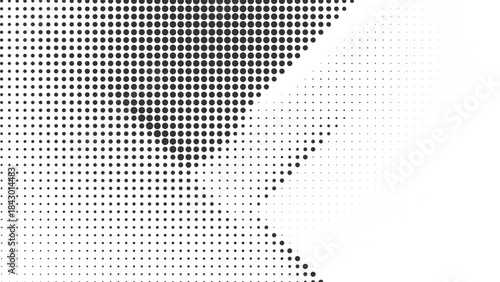 Abstract halftone dot intersection shape for tech layouts, modern posters, digital branding, graphic compositions vector illustration