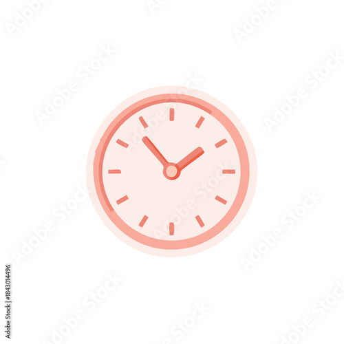 Round Clock Illustration Telling Time Peach Colored Wall Clock Minimalist Style